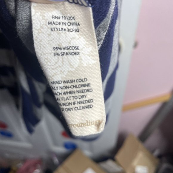 Soft Surroundings Adrift Dress M Striped Tie Cuffs Dolman Sleeves Navy Gray - Picture 5 of 8